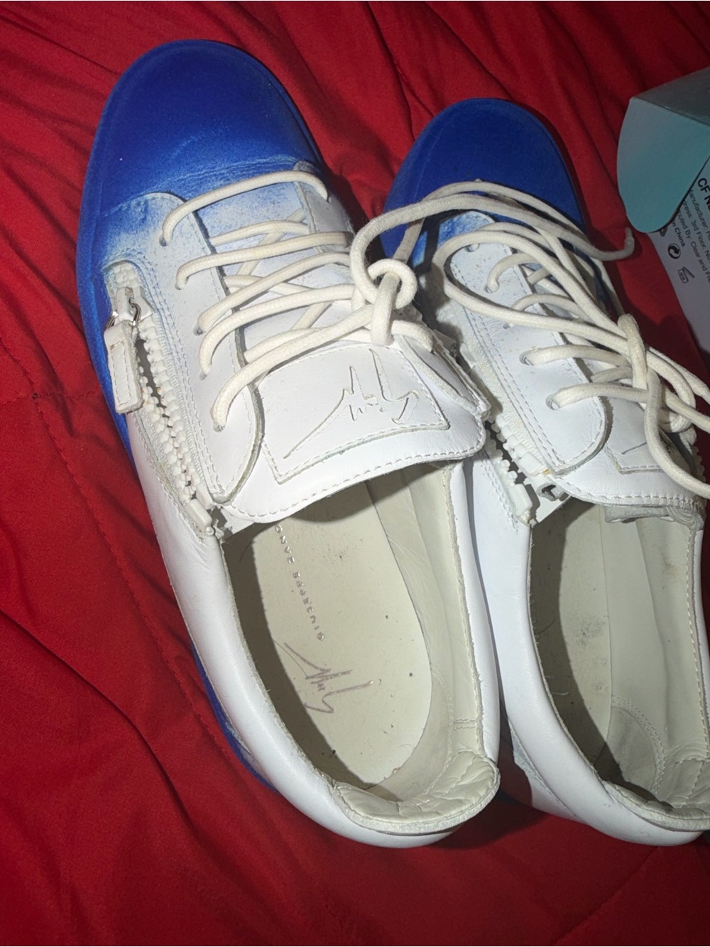 Men Giuseppe White and Blue Sneakers